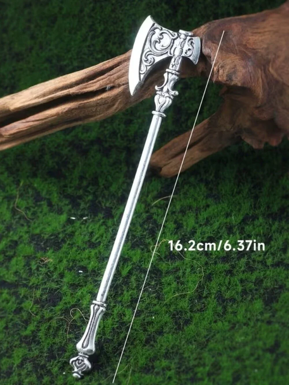 Viking Axe Hairpin Metal Engraved Hair Stick Dark Gothic Hair Accessory Z365